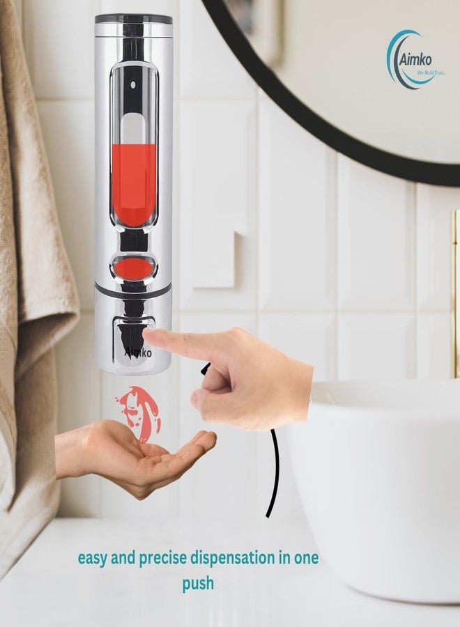 AIMKO 400 ML Wall Mounted Soap Dispenser | ABS Material with Transparent Liquid Indicator, Ideal Hand Wash Dispenser Bottles | Ideal for Wash Basin or Kitchen Sink | Home | Office (Chrome) - Image 3