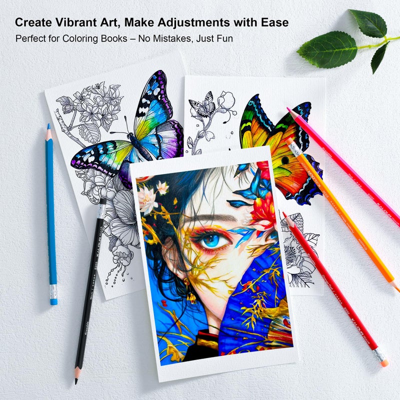 KALOUR 50 Colors Erasable Colored Pencils Set - Easy to Erase, Vibrant and Smooth Coloring Pencils with Erasers - Ideal for Drawing, Sketching, and Coloring Books -Perfect for Adults Beginners Artists - Image 5