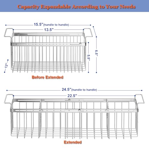 Homics Large Freezer Baskets for Chest Freezer with Dividers, Deep Freezer Organizer Bins Expandable 15.5"~24.5", Hanging Storage Container Baskets for Chest Freezer Sort Frozen Meats - Image 2