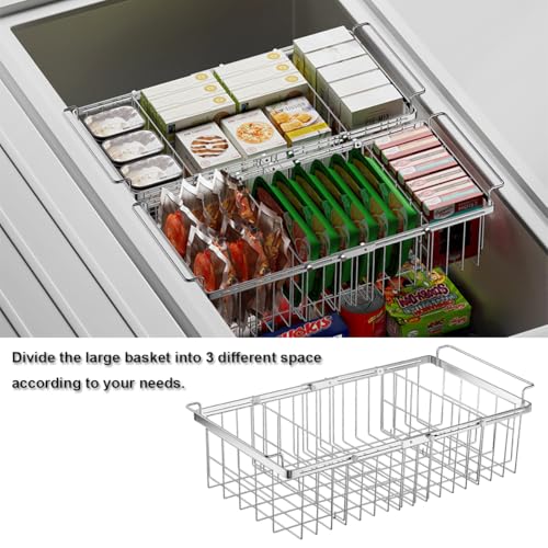 Homics Large Freezer Baskets for Chest Freezer with Dividers, Deep Freezer Organizer Bins Expandable 15.5"~24.5", Hanging Storage Container Baskets for Chest Freezer Sort Frozen Meats - Image 4