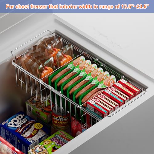 Homics Large Freezer Baskets for Chest Freezer with Dividers, Deep Freezer Organizer Bins Expandable 15.5"~24.5", Hanging Storage Container Baskets for Chest Freezer Sort Frozen Meats - Image 3