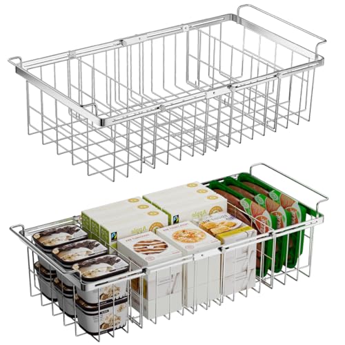 Homics Large Freezer Baskets for Chest Freezer with Dividers, Deep Freezer Organizer Bins Expandable 15.5"~24.5", Hanging Storage Container Baskets for Chest Freezer Sort Frozen Meats - Image 1