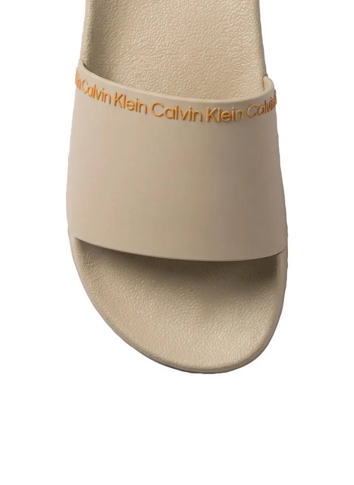 Calvin Klein Nomad/Vivid Tangerine Contoured Logo Sliders for Men | Best Price UAE