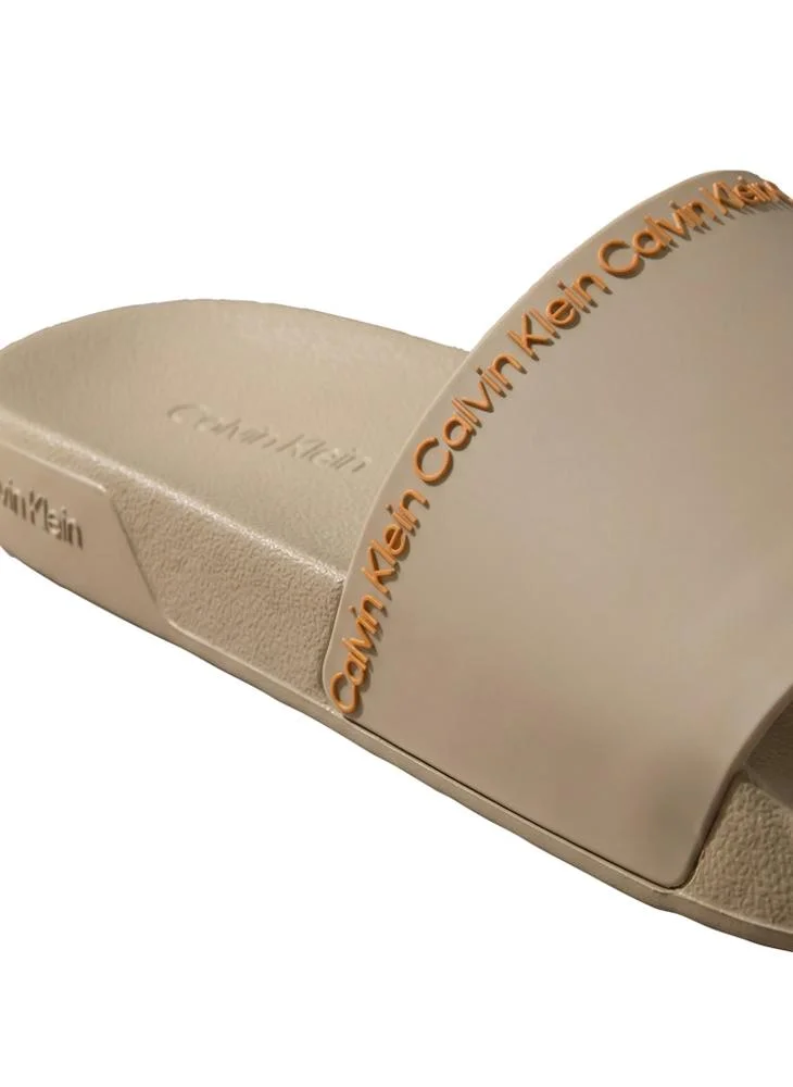 Calvin Klein Nomad/Vivid Tangerine Contoured Logo Sliders for Men | Best Price UAE