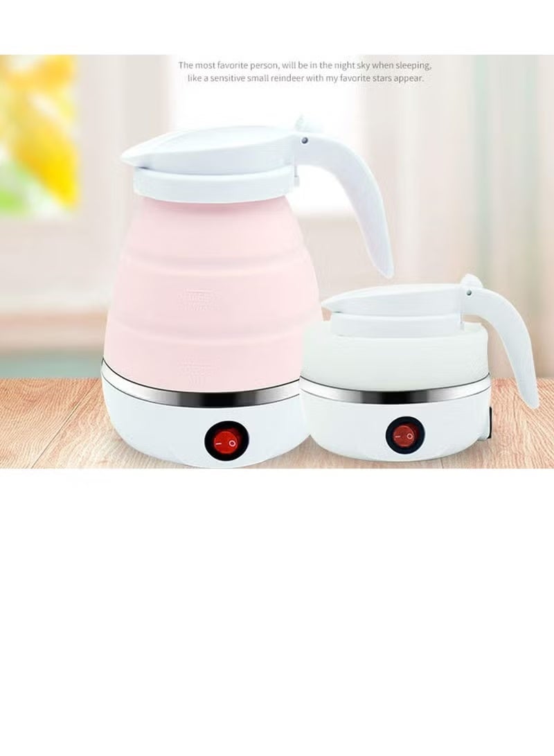 600ml Portable Folding Electric Kettle, Food Grade Silicone Kettle with Separable Power Cord, Mini Collapsible Water Container for Home Kitchen Outdoor (Pink) - Image 3