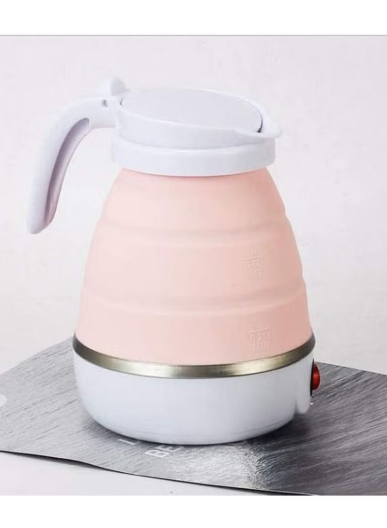 600ml Portable Folding Electric Kettle, Food Grade Silicone Kettle with Separable Power Cord, Mini Collapsible Water Container for Home Kitchen Outdoor (Pink) - Image 5