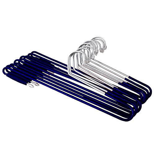 ROLLYWARE [10-Pack] ROLLYWARE Saree Hanger with Lockable Technology- Premium Non-Slip Stainless Steel Hanger for Sarees, Pants, Trouser, Velvet, Scarfs & Other Clothes Blue - Image 1
