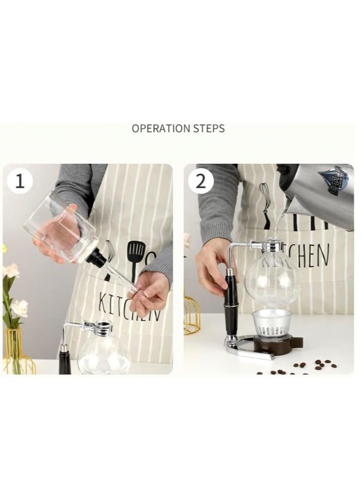 Coffee Maker Siphon Tea Japanese Style Syphon Pot Vacuum Coffee Maker Machine Glass Type 3 Cup  - Image 3