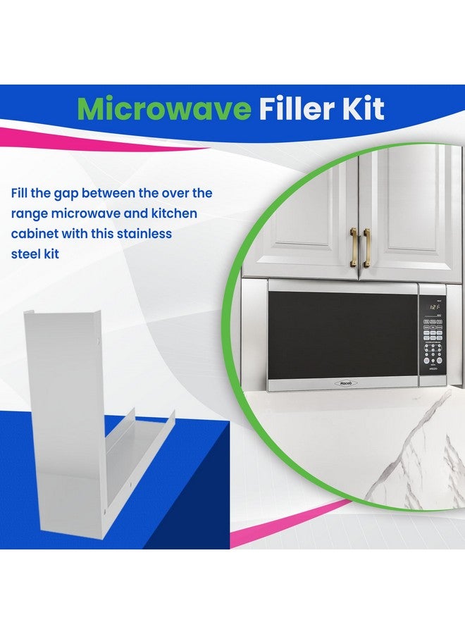 Bagean Microwave Filler Kit 2.95”W Stainless Steel Microwave Trim Kit Replaces Whirlpool 8171339 - Universal Microwave Trim Kit Fits Most Brands - Fills Over The Range Oven Cabinet Gap - 15.75”H x 10.75”D - Image 2
