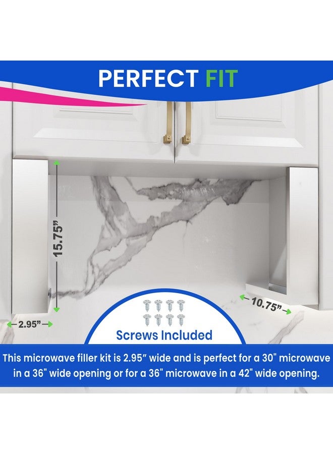 Bagean Microwave Filler Kit 2.95”W Stainless Steel Microwave Trim Kit Replaces Whirlpool 8171339 - Universal Microwave Trim Kit Fits Most Brands - Fills Over The Range Oven Cabinet Gap - 15.75”H x 10.75”D - Image 4