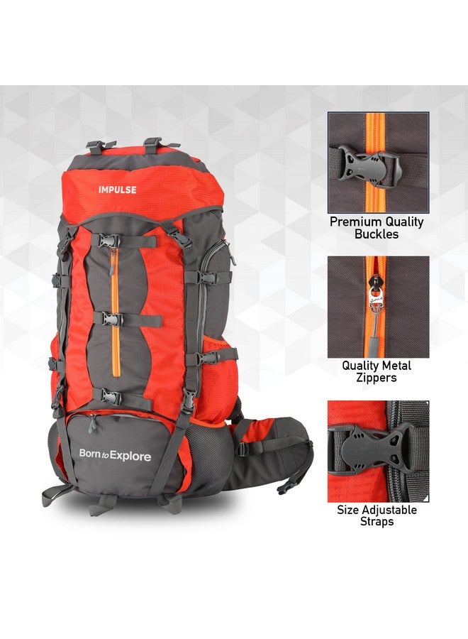 Impulse Rucksack bags 90 litres travel bag for Men's tourist bag for travel backpack for hiking trekking Bag for Men's camping Buckle Up Orange with 1 year Warranty (One Size) - Image 3