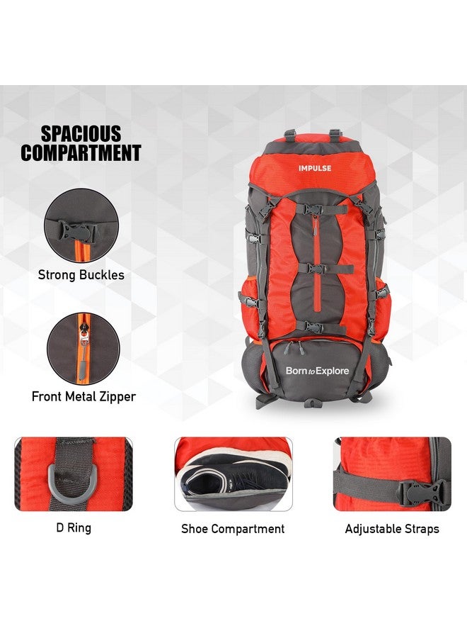Impulse Rucksack bags 90 litres travel bag for Men's tourist bag for travel backpack for hiking trekking Bag for Men's camping Buckle Up Orange with 1 year Warranty (One Size) - Image 2