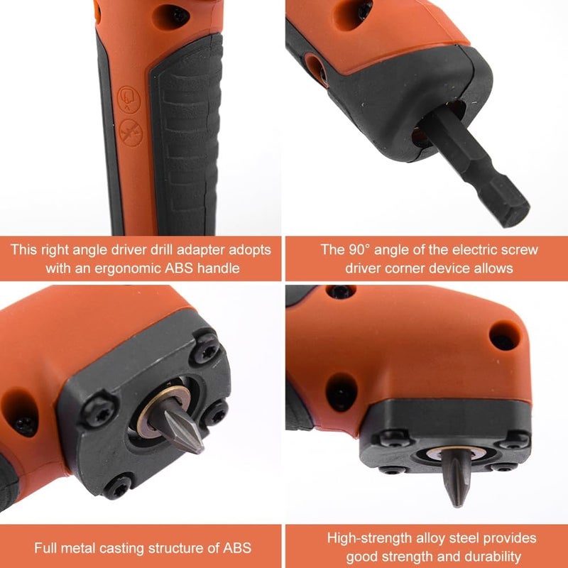 Calidaka Right Angle Attachment Electric Screwdriver Repair 90 Degree Corner Device Screwdriver Socket Adapter Drill Bit Corner Adapter (Orange) - Image 4