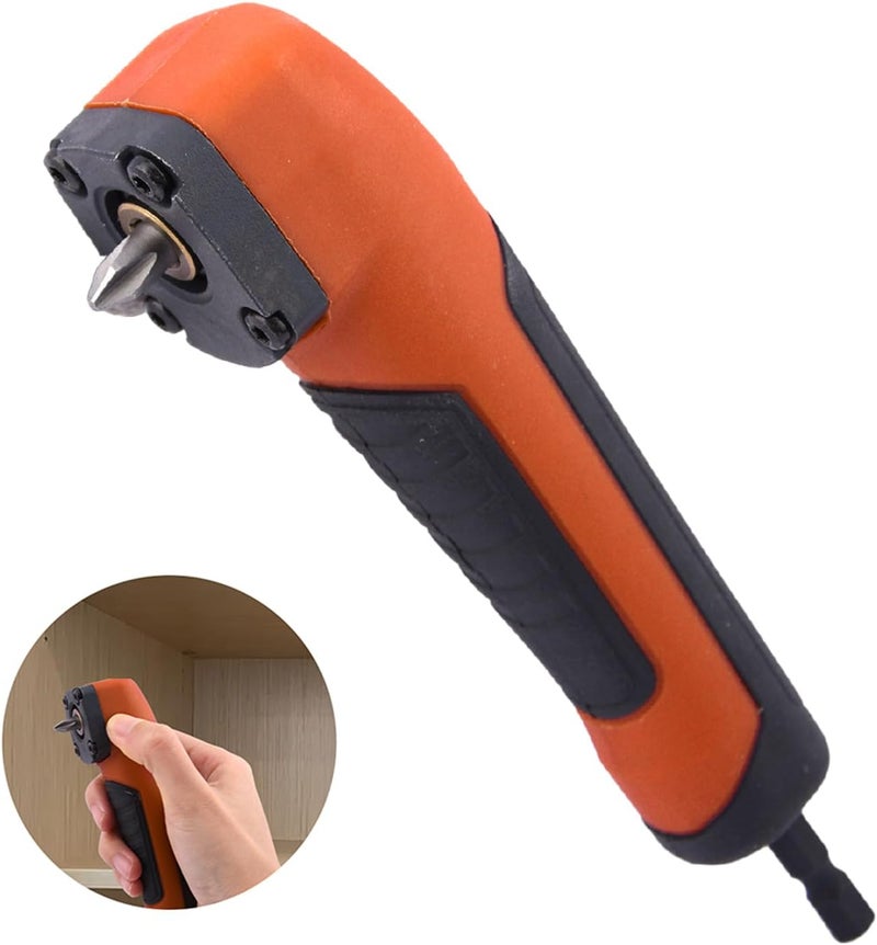 Calidaka Right Angle Attachment Electric Screwdriver Repair 90 Degree Corner Device Screwdriver Socket Adapter Drill Bit Corner Adapter (Orange) - Image 2