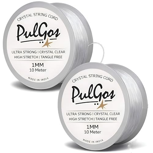 PulGos 𝟏𝟎𝐌 Pack-𝟐 Crystal Elastic Cord–1.0mm |Round Beading Thread for Bracelet Necklaces DIY Handmade Jewelry Making |Strong & Durable Spool for Crafting Flexible String for Beads & Accessories - Image 1