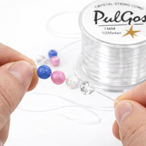 PulGos 𝟏𝟎𝐌 Pack-𝟐 Crystal Elastic Cord–1.0mm |Round Beading Thread for Bracelet Necklaces DIY Handmade Jewelry Making |Strong & Durable Spool for Crafting Flexible String for Beads & Accessories - Image 4