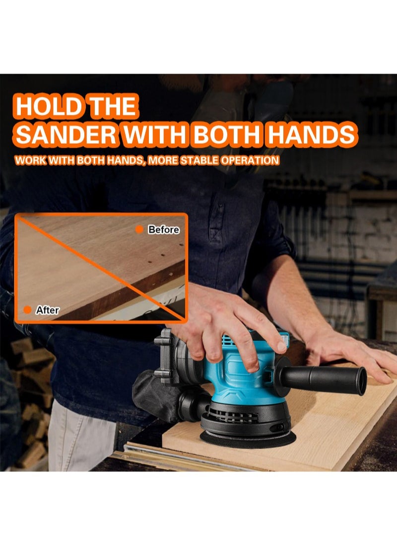 Aikanbo 21V Cordless Random Orbital Sander Kit with Vacuum Attachment,Rechargeable Sander 6 Variable Speed Electric Hand Sander for Woodworking Sanding  - Image 3