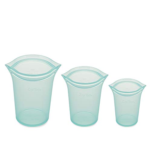 Zip Top Reusable Food Storage Bags | 3 Cup Set [Teal] | Silicone Meal Prep Container | Microwave, Dishwasher and Freezer Safe | Made in the USA - Image 2
