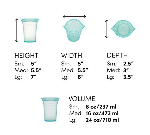 Zip Top Reusable Food Storage Bags | 3 Cup Set [Teal] | Silicone Meal Prep Container | Microwave, Dishwasher and Freezer Safe | Made in the USA - Image 4