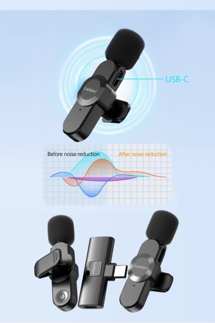 Wireless Lavalier Lapel Microphone with Type-C Connector – 25m Wireless Range, Dual Mic, Plug-and-Play for Video Recording, Interviews, Vlogging, Noise Reduction (2.4 GHz) - Image 2