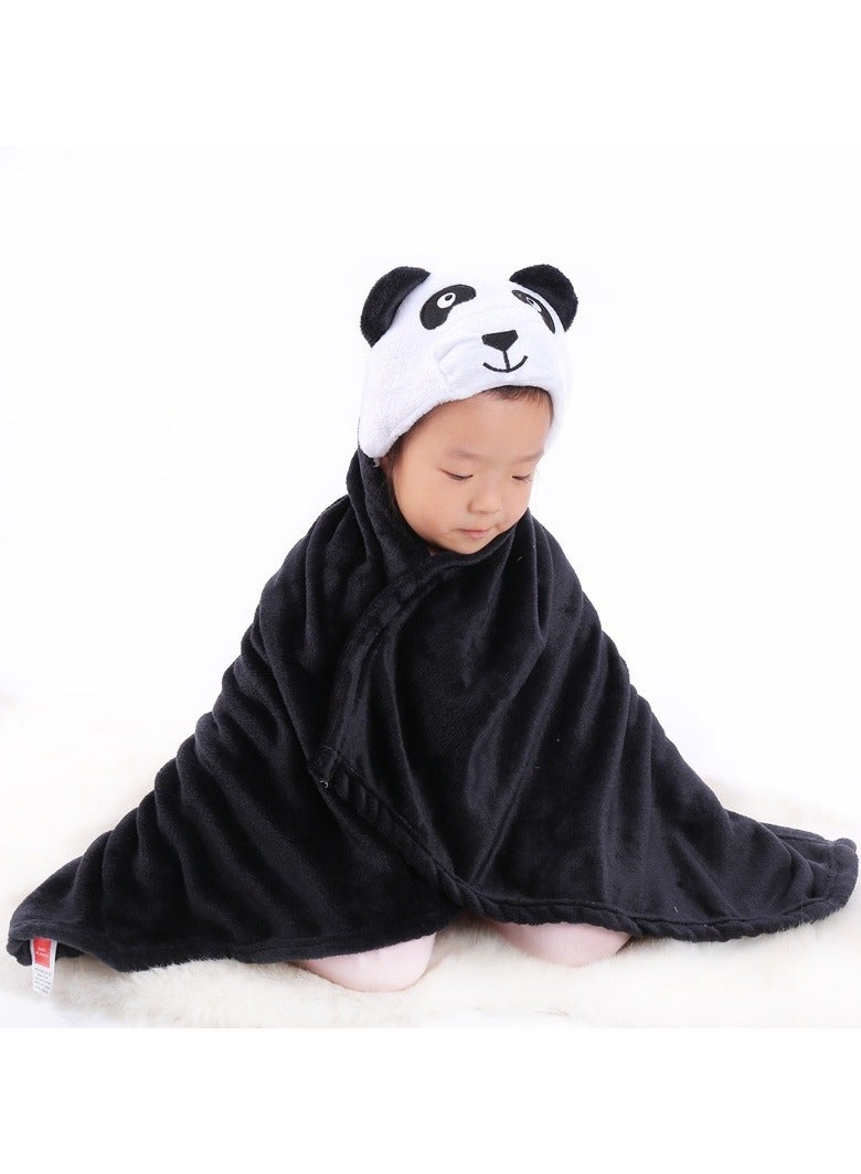 Flannel New Children's Panda Towel Bathrobe Cape Cloak Infant Swaddle Blanket - Image 2