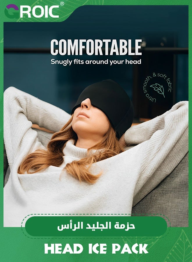 GROIC Migraine Ice Head Wrap, Gel Head Ice Pack Wrap with Hot and Cold Therapy, Headache Ice Pack Eyes Mask for Sinus, Puffy Eyes, Tension and Stress Relief (Single Layer 360g) - Image 3