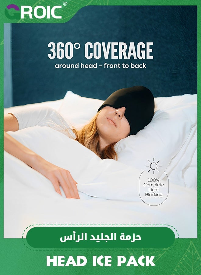 GROIC Migraine Ice Head Wrap, Gel Head Ice Pack Wrap with Hot and Cold Therapy, Headache Ice Pack Eyes Mask for Sinus, Puffy Eyes, Tension and Stress Relief (Single Layer 360g) - Image 5