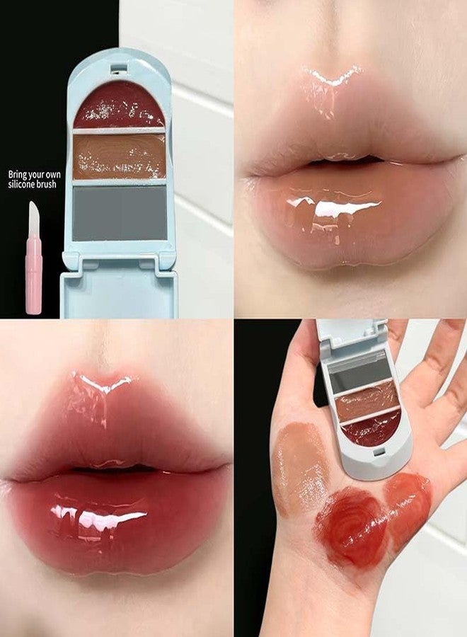 Cappuvini Cute Critter Lip Gloss Palette | Soft Light Texture Formula | 2 Shades Compact for Gradient Lips | Moisturizing Shine and Easy Layering Custom Lip Looks | Adorable Compact Design for Girls | High Glossy Finish | Cute Gen Z Makeup Essential for wet, Plump-Looking (04#Naked Milk Tea Color + Jujube Red, 3.5g) - Image 2