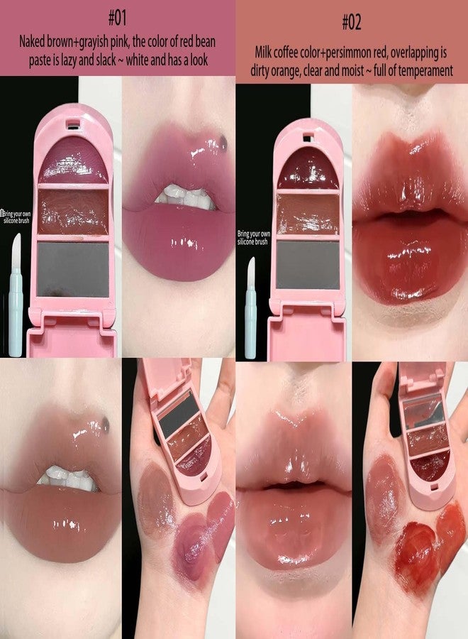 Cappuvini Cute Critter Lip Gloss Palette | Soft Light Texture Formula | 2 Shades Compact for Gradient Lips | Moisturizing Shine and Easy Layering Custom Lip Looks | Adorable Compact Design for Girls | High Glossy Finish | Cute Gen Z Makeup Essential for wet, Plump-Looking (04#Naked Milk Tea Color + Jujube Red, 3.5g) - Image 3