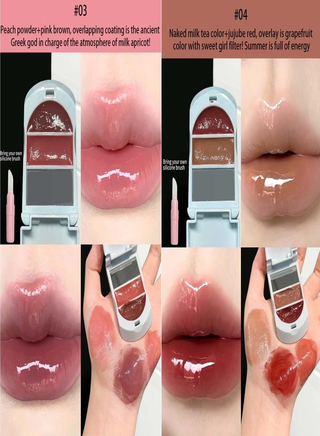 Cappuvini Cute Critter Lip Gloss Palette | Soft Light Texture Formula | 2 Shades Compact for Gradient Lips | Moisturizing Shine and Easy Layering Custom Lip Looks | Adorable Compact Design for Girls | High Glossy Finish | Cute Gen Z Makeup Essential for wet, Plump-Looking (04#Naked Milk Tea Color + Jujube Red, 3.5g) - Image 4