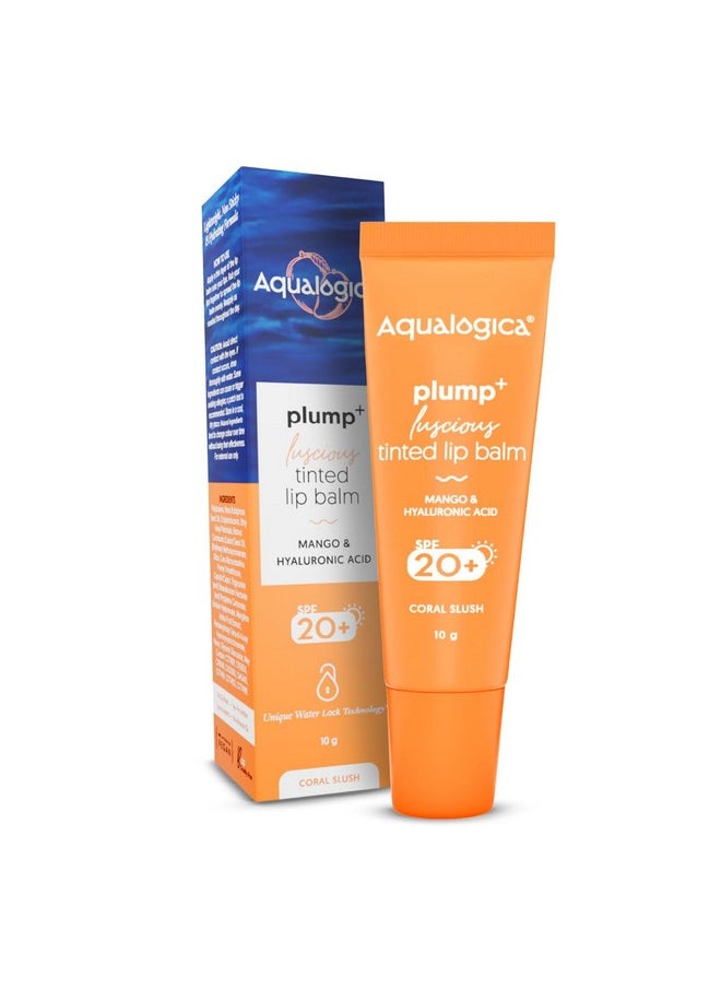 Aqualogica Coral Slush Plump+ Luscious Tinted Lip Balm With Mango And Hyaluronic Acid10G  - Image 1