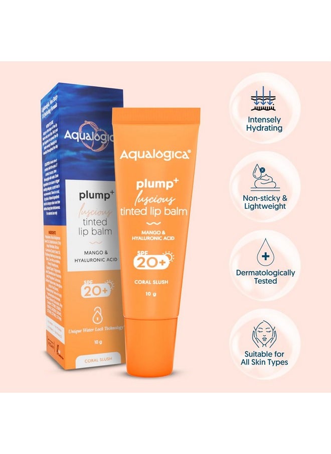 Aqualogica Coral Slush Plump+ Luscious Tinted Lip Balm With Mango And Hyaluronic Acid10G  - Image 3