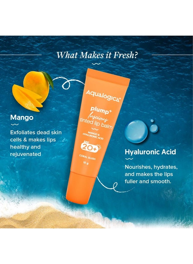 Aqualogica Coral Slush Plump+ Luscious Tinted Lip Balm With Mango And Hyaluronic Acid10G  - Image 5