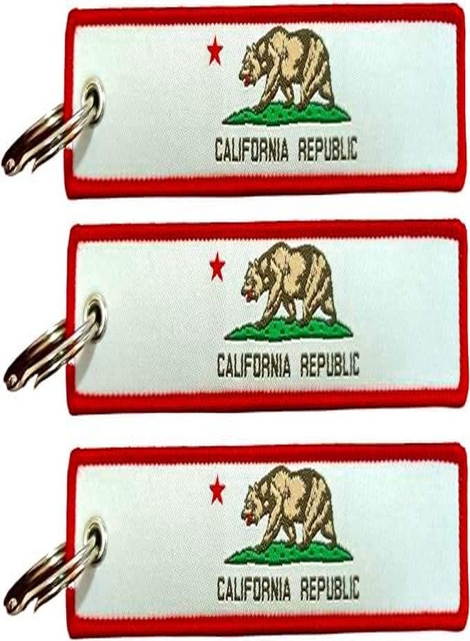 JAVD California Flag Keychain Tag with Key Ring - Keys, Cars, Motorcycles, Backpacks, Luggage and Gifts - EDC (3 Pack) - Image 1