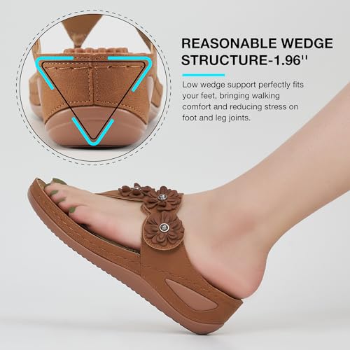 FUDYNMALC Sandals Women Wedge Shoes: Summer Dressy Flip Flops Comfortable Orthopedic Platform Footwear Casual Walking Wedges - Image 5