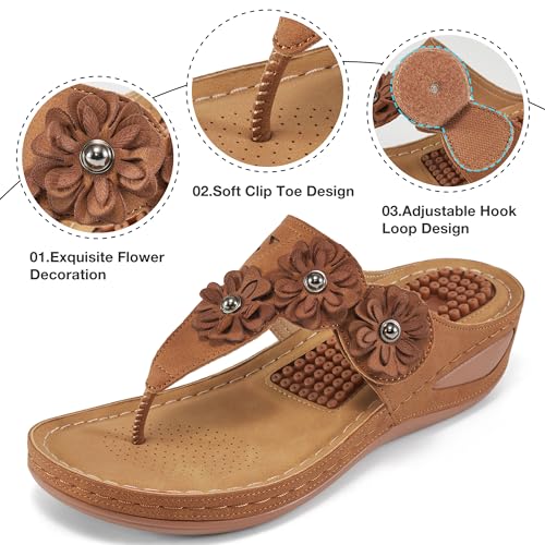 FUDYNMALC Sandals Women Wedge Shoes: Summer Dressy Flip Flops Comfortable Orthopedic Platform Footwear Casual Walking Wedges - Image 4