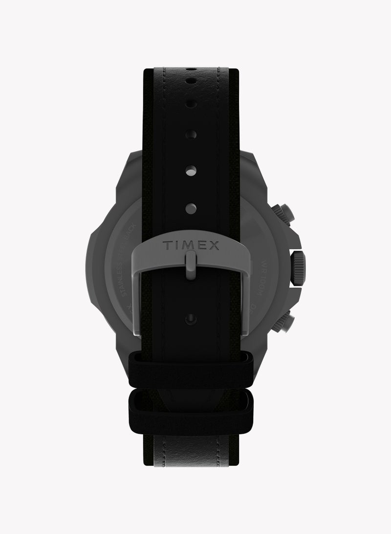 Timex Expedition North® Ridge Chrono 42mm LLB IP Steel Case Dk Green Dial Black Eco-friendly Vegan Leather TW2W16100 Men's Watch - Image 2