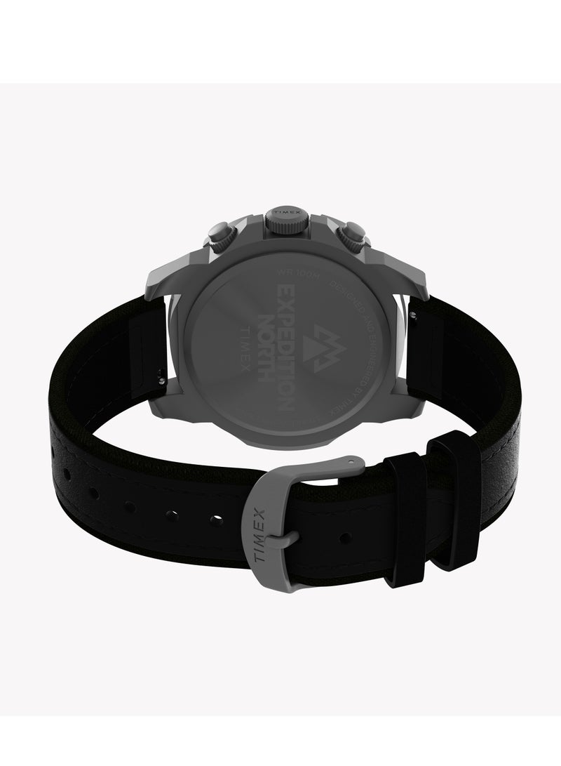 Timex Expedition North® Ridge Chrono 42mm LLB IP Steel Case Dk Green Dial Black Eco-friendly Vegan Leather TW2W16100 Men's Watch - Image 3