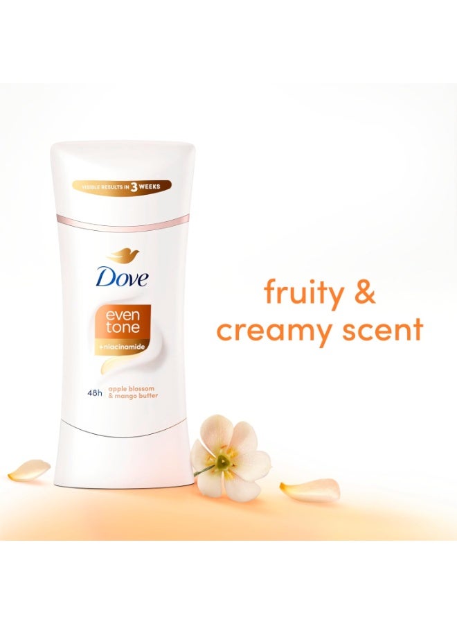 Dove Even Tone Antiperspirant Deodorant Stick Apple Blossom & Mango Butter For Uneven Skin Tone 74g - Image 3