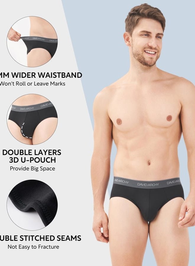 DAVID ARCHY Men's Underwear Briefs Rayon Made from Bamboo Wicking-Moisture Support Pouch Soft Underwear for Men 4 or 7 Pack, Black/Dark Gray/Green/Gray-4 Pack, XL - Image 5