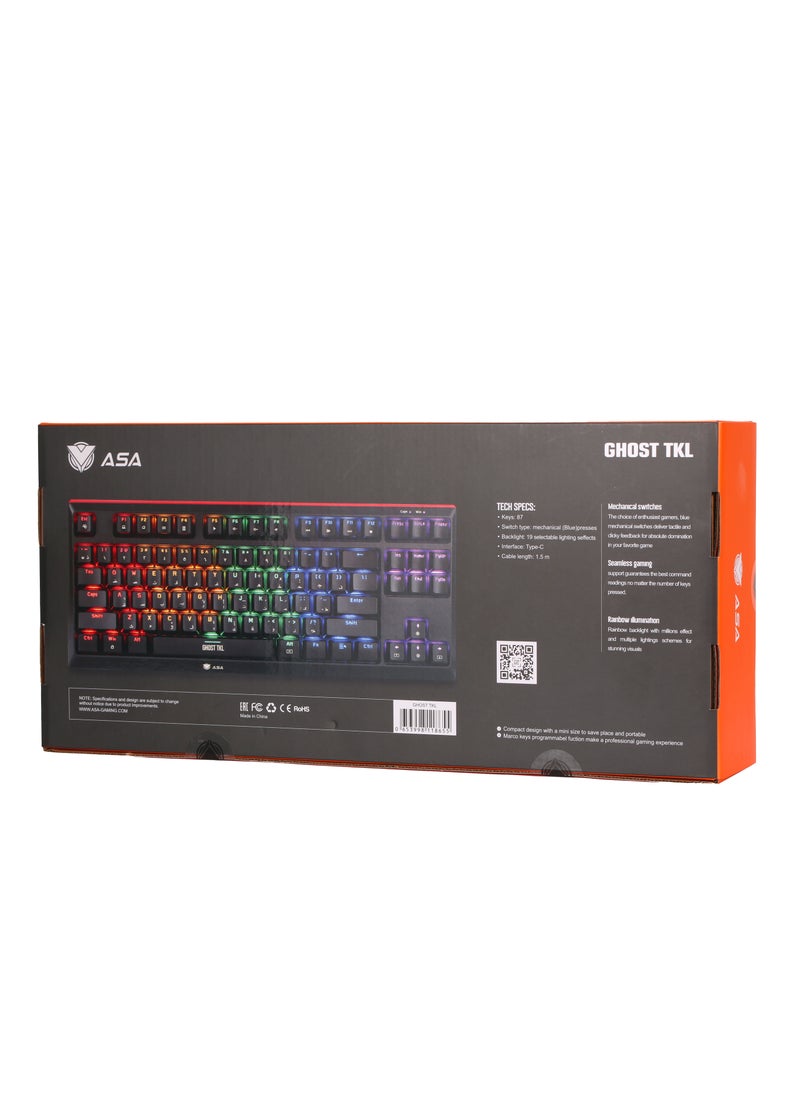 ASA - GHOST TKL Rainbow Mechanical Gaming Keyboard With 87 KEYS - Image 1