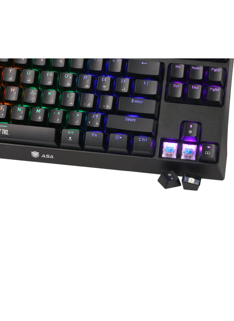 ASA - GHOST TKL Rainbow Mechanical Gaming Keyboard With 87 KEYS - Image 1
