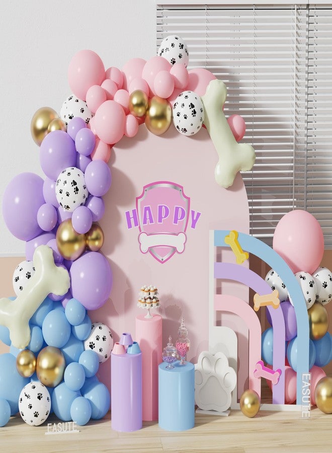 EASUTE Pink Purple Paw Balloons Garland Arch Kit with Dog Paw Print Balloons Dog Bone Shaped Aluminum Foil Birthday Baby Shower Party Decorations - Image 1