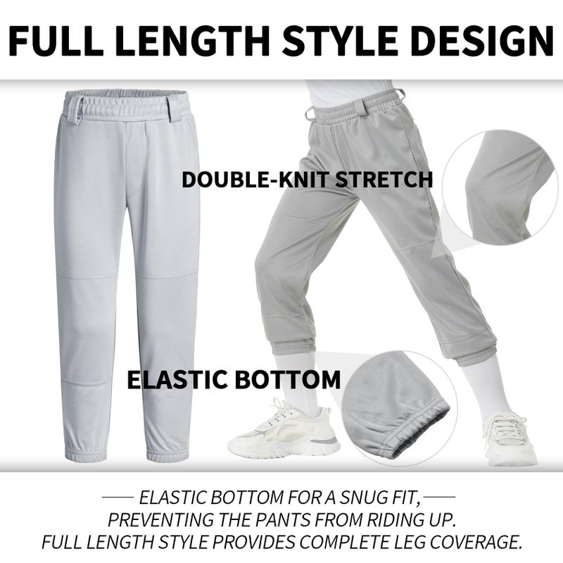 QBK Youth Toddler Baseball Pants Softball Pants Kids Tee Ball Pants for Boy Girl 2T-17YearsGrey 16-17 Years - Image 2