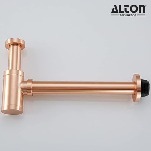 Alton ألترون ALD130، مصيدة زجاجة نحاسية مع أنبوب 300 مم | لحوض الغسيل (ذهب وردي) - Image 5