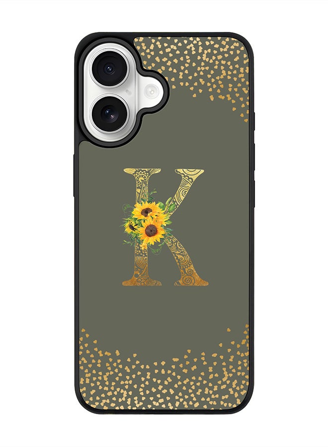 Stylizedd iPhone 17 Case, [Compatible with MagSafe] Slim Magnetic cover Phone Case iPhone 17 -Custom Floral Monogram - K  (Olive Green ) - Image 1