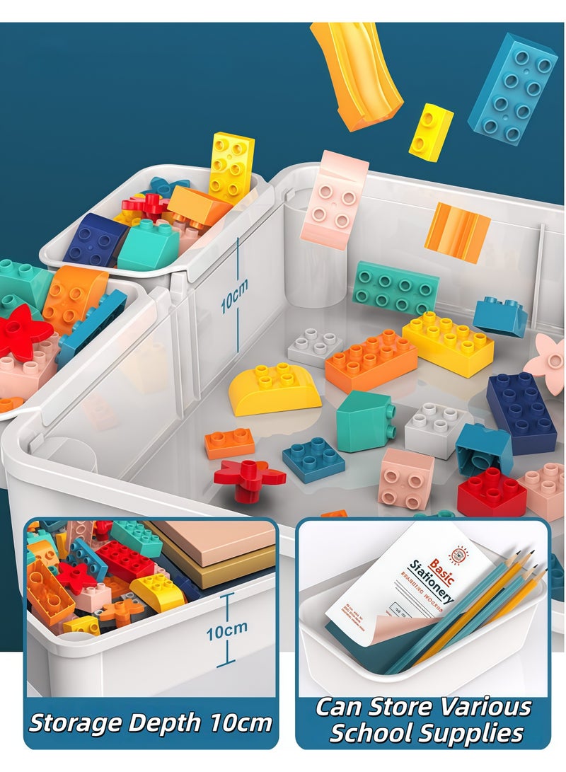 XiuWoo Kids' Building Block Table,Toddler Blocks Toy Set,Kids 5-in-1 Multi Activity Table Set,Kids Activitle and Chair Set,All-in-One Multi Activity Table with Storage Building Blocks Table Compatible with Classic Bricks Craft Learn Play Water Sand Table,for Ages 3-8 | Adjustable Height Building Block Table with 1 Stool & 4 Storage Boxes - Image 4