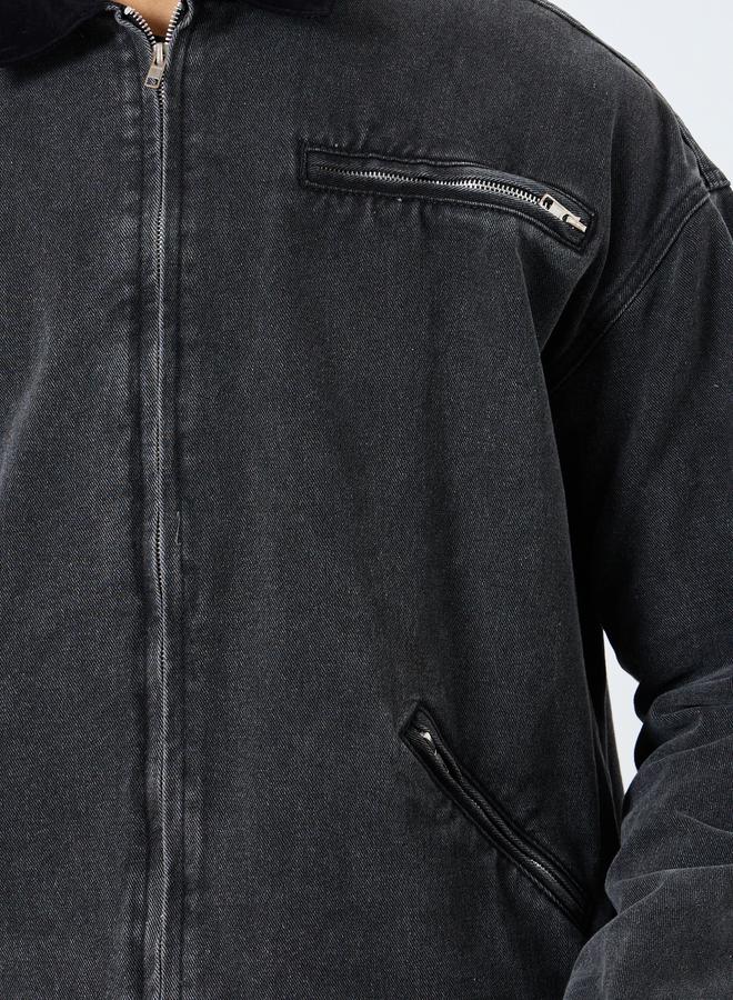 ستايلي جاكيت دنيم بتفاصيل ياقة بارزة الملمس - Image 4