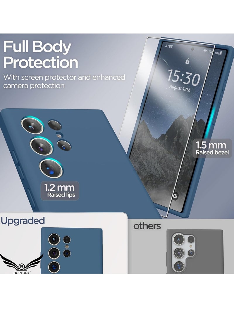 BORTONY Samsung S25 Ultra Case Liquid Silicone Case with Galaxy S25 Ultra Screen Protector Slim Fit Camera Protection Shockproof Phone Case Cover for Galaxy S25 Ultra 6.8 inch - Image 3