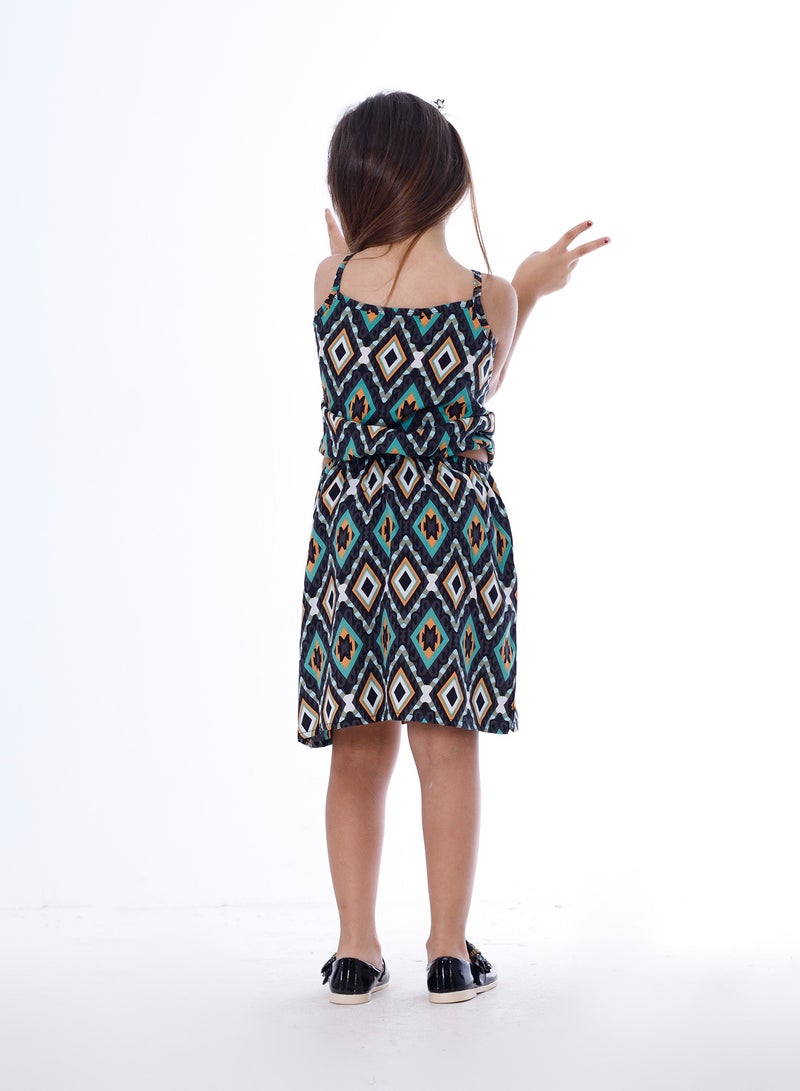 بيبو_فستان حمالة وسط استيك_أخضر - Image 3